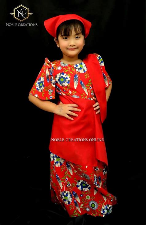 KIDS FILIPINIANA DRESS Floral Patadyong Philippine National Costume Maria Clara Baro at Saya ...