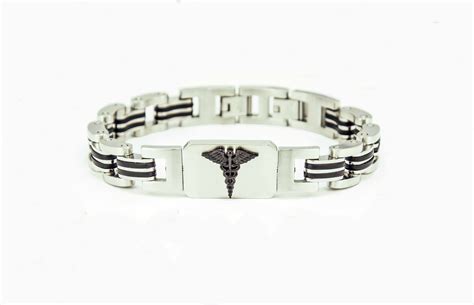 Stainless Steel Medic Alert Bracelet with Rubber Accents | Browne's Jewelers