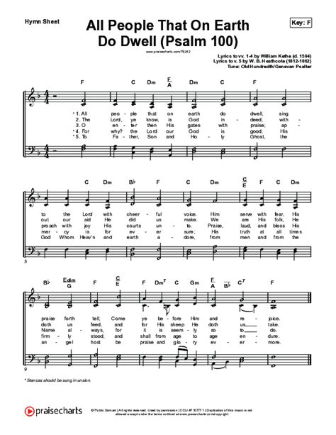 All People That On Earth Do Dwell (Psalm 100) (Coronation Version) Hymn Sheet (Keith & Kristyn ...