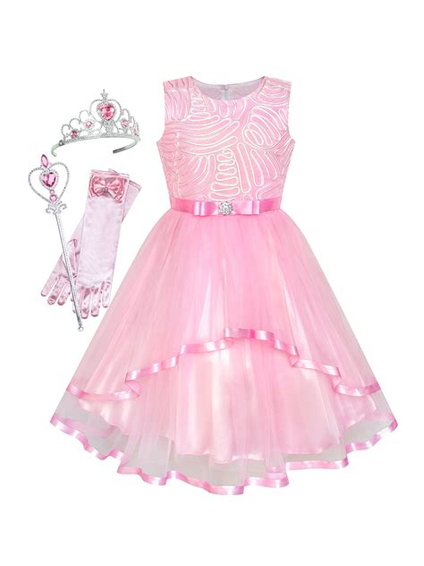 Flower Girls Dress Pink Princess Crown Dress Up Party 5 Years - Walmart.com