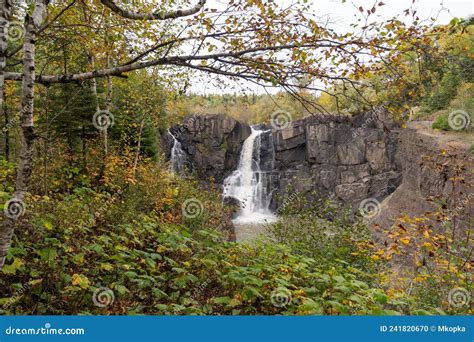 High Falls Waterfall at Grand Portage State Park in Autumn Stock Photo - Image of path, scenic ...