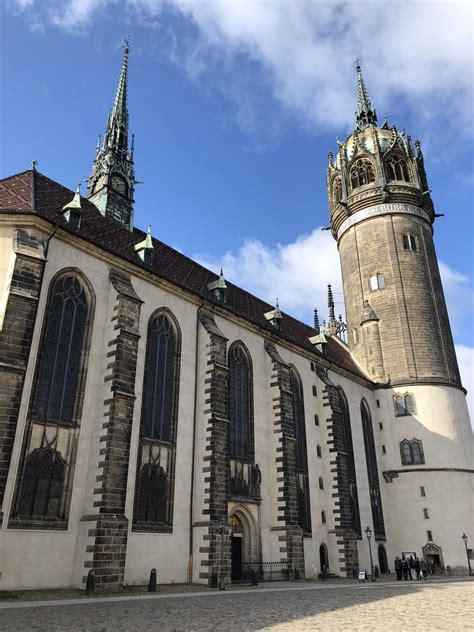 The door of the castle church in Wittenberg, Germany where Martin Luther posted his 95 theses in ...