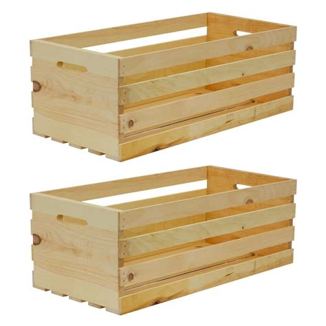 Crates & Pallet 27 in. x 12.5 in. x 9.5 in. X-Large Wood Crate (2- Pack) 94646 - The Home Depot