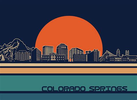 Colorado Springs skyline retro 3 Digital Art by Bekim M - Pixels