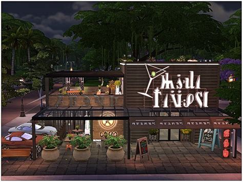 lotsbymanal's Industrial Restaurant | Sims 4 house building, Sims house, Industrial restaurant