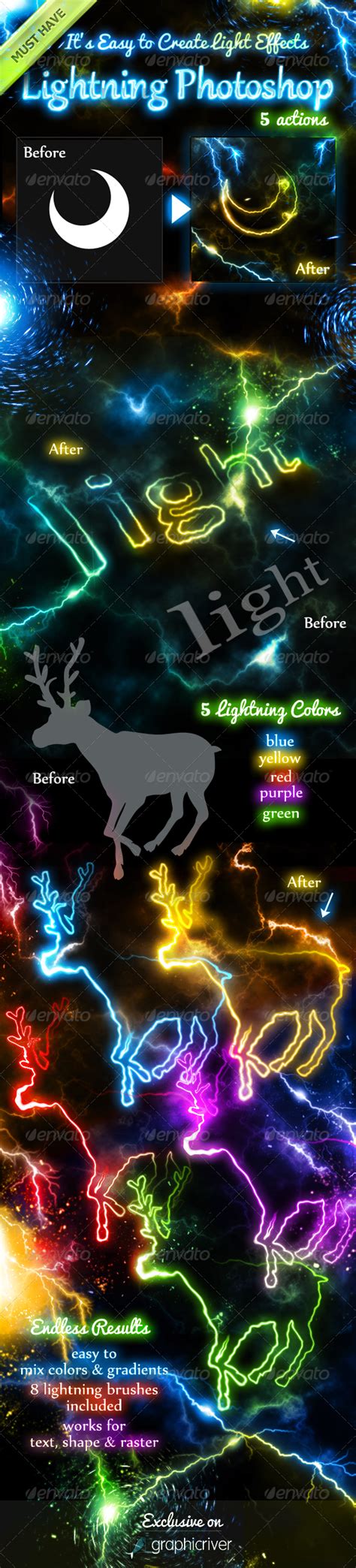 Lightning Light Effects Photoshop Actions by psddude | GraphicRiver