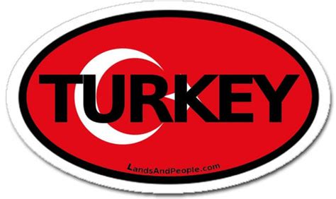 Turkey Vinyl Stickers Oval, Türkiye. Flag, Black & White, Turkish – Lands & People