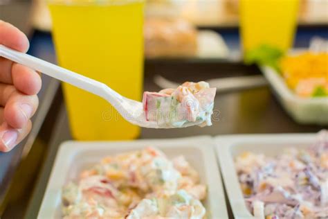 Salad in a Plastic Container with a Fork Stock Image - Image of healthy ...