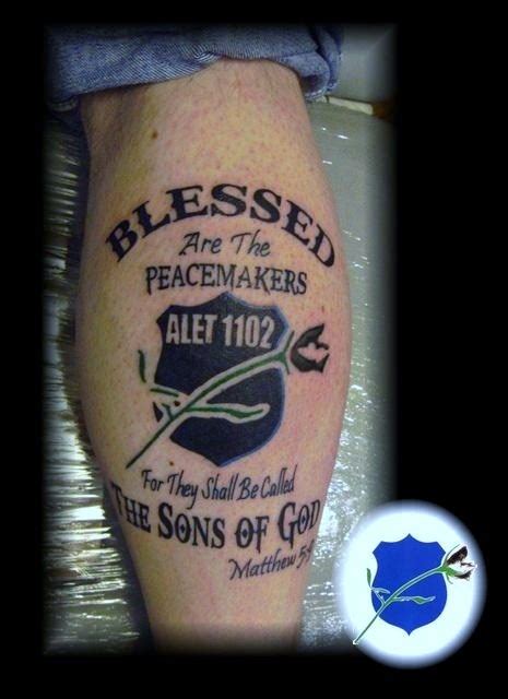 blessed are the peacemakers...Matthew 5:9 | Tattoos, Key tattoos, Police tattoo