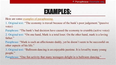 Steps and Rules for Paraphrasing with Examples