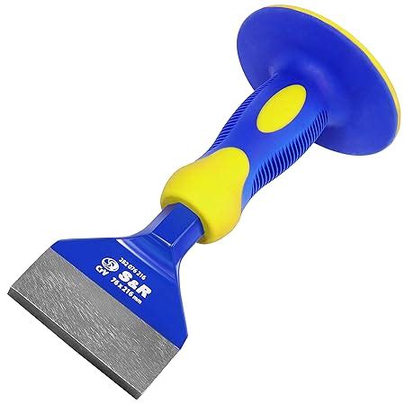 S&R Tile chisel 216 x 76 mm brick chisel made of CHROM-VANADIUM steel with hand protection ...