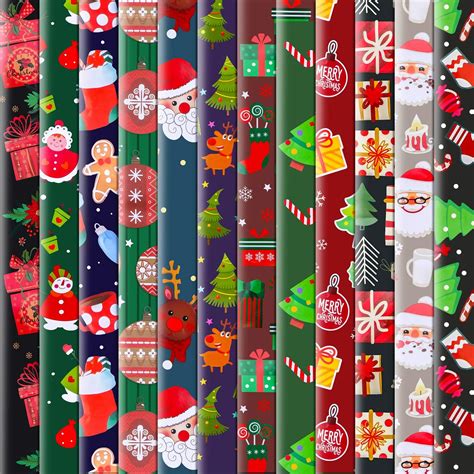 Konsait 12Pack Folded Large Sheets of Christmas Wrapping Paper ...