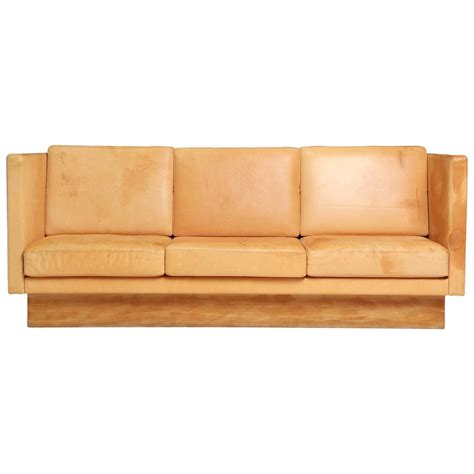 Natural Leather High Back Sofa For Sale at 1stdibs