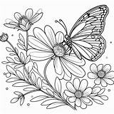 Flower and Butterfly coloring Pages  ColoringLib sketch template