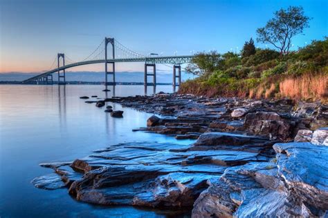 Newport Bridge from Weaver Cove - Jamestown, RI at sunrise. # ...