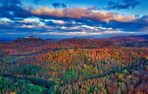 Wallpaper clouds, beauty, horizon, Germany, Autumn, Wartburg Castle ...