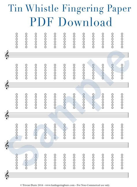 Tin & Penny Whistle Tablature, Fingering Paper: Download and Printable PDF Great for Learning ...