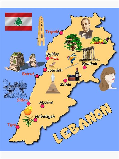 Lebanon Map with Major Cities and Landmarks