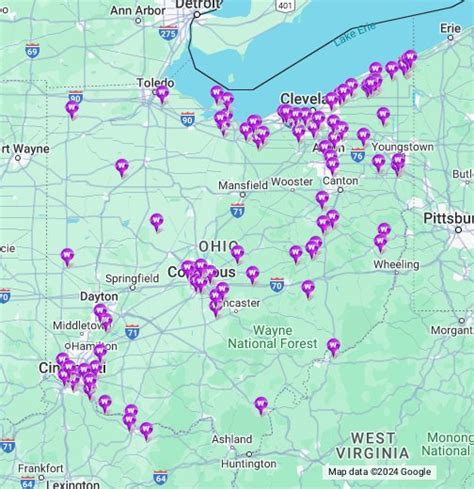 Wineries In Ohio Map - Tourist Map Of English