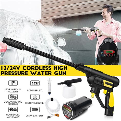 12/24V Car Washing Water Gun High Pressure Car Washer Portable Lithium Battery Wireless Spray ...