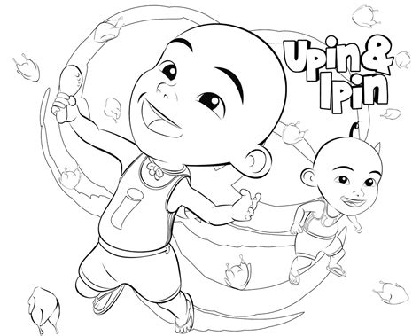 Gambar Mewarnai Gambar Upin dan Ipin Untuk Anak