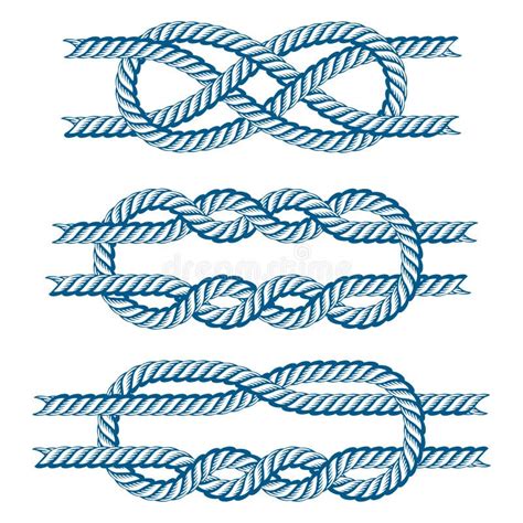 Sea Boat Rope Knots Vector Illustration Isolated Marine Navy Cable ...