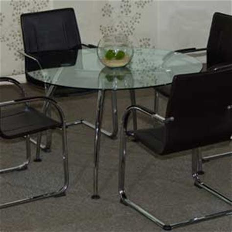 Round Glass Conference Table with Chairs Set, Glass Office Table
