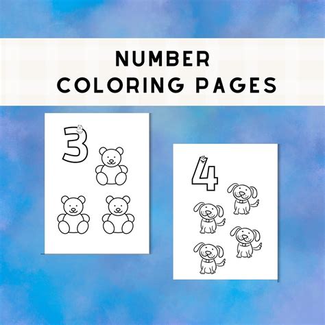 1 10 Numbers Printable Coloring Page Worksheets for Preschool, Learn ...