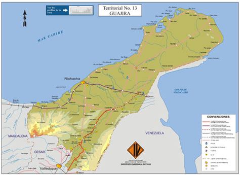 Mapa de carreteras de La Guajira - La Guajira | Gifex