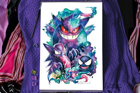 A5/A4 Print Gastly Haunter Gengar Fanart | Etsy UK