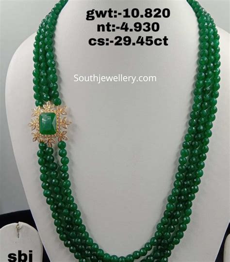 Emerald beads necklace designs by SBJ - Indian Jewellery Designs