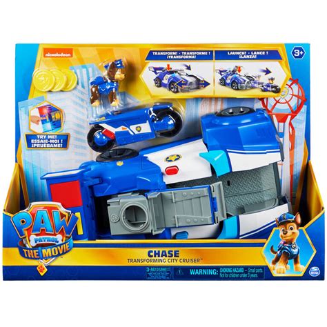 PAW Patrol, Chase 2-in-1 Transforming Movie City Cruiser Toy Car with Motorcycle, Lights, Sounds ...