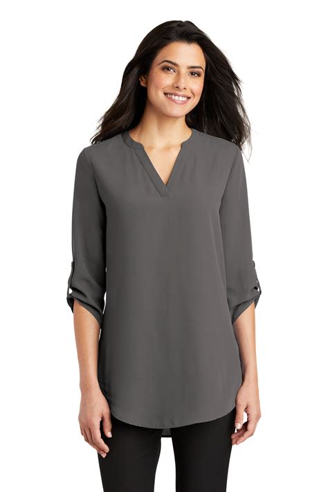 Port Authority Embroidered Women's 3/4-Sleeve Tunic Blouse | Women's ...