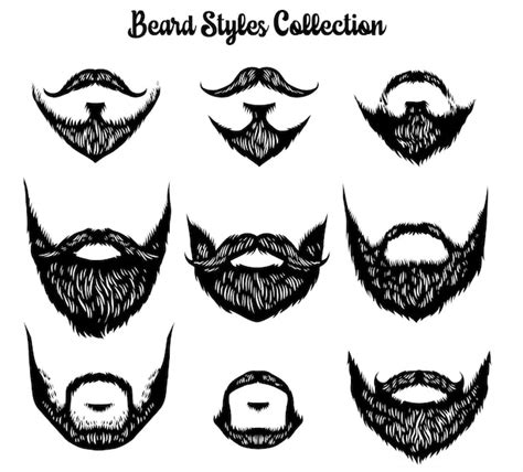 Premium Vector | Hand drawn of beard styles collection