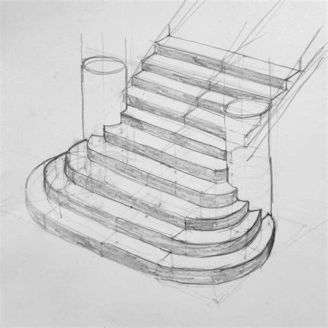 How to draw convex stairs in perspective, new tutorial https://youtu.be ...