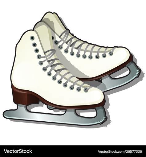 Pair white ice skates isolated on white Royalty Free Vector