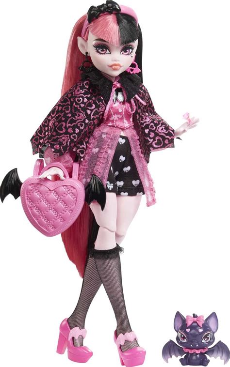 Monster High Doll, Draculaura with Pet Bat, Pink and Black Hair ...