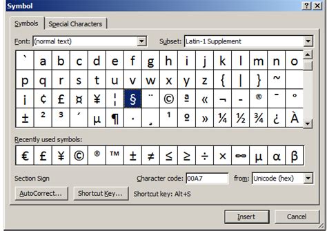 Buckeye Legal Tech: ASSIGN A SHORTCUT KEY TO THE SECTION SYMBOL