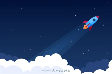 Rocket Launching Into Space Illustration Vector Download