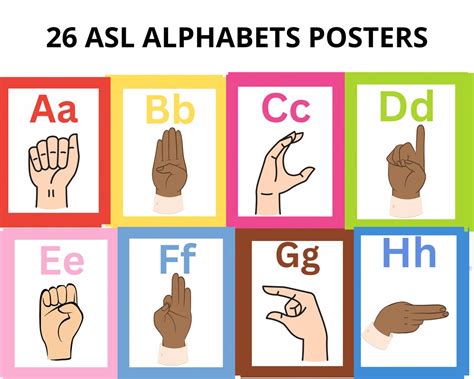 26 ASL Educational Bulletin Board Alphabet Poster Cards Alphabet Line for Classroom Wall Letters ...