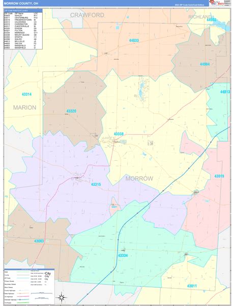 Morrow County, OH Wall Map Color Cast Style by MarketMAPS - MapSales