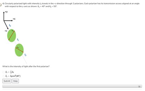 Solved Unpolarized light with intensity l0 travels in the +z | Chegg.com