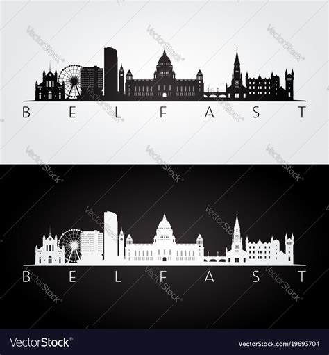 Belfast skyline and landmarks silhouette Vector Image