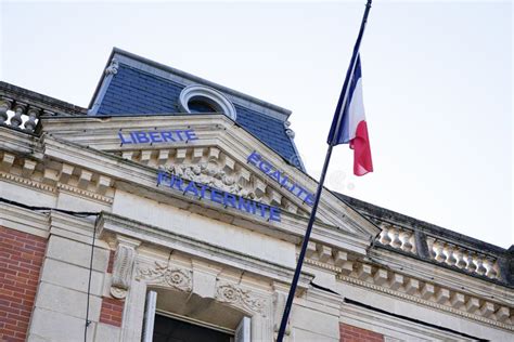 Liberte Egalite Fraternite Text on French Facade City Hall Means ...