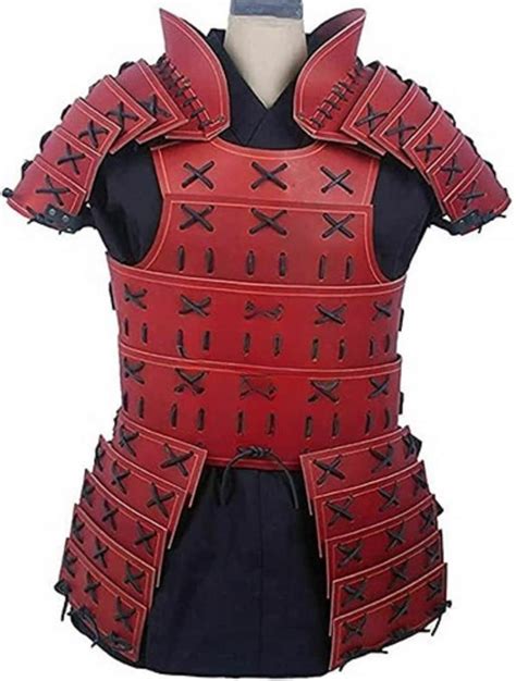 Leather Samurai Armor Set Red and Black Armour Medieval - Etsy