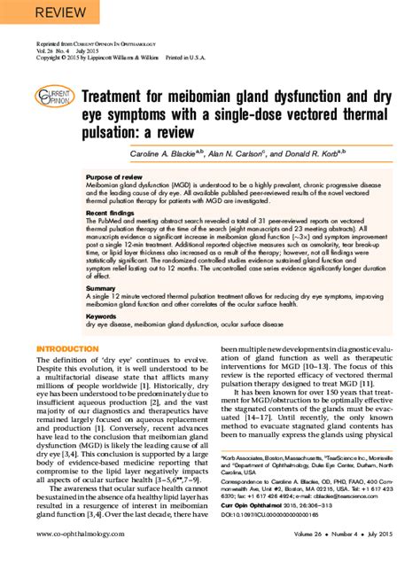 (PDF) Treatment for meibomian gland dysfunction and dry eye symptoms ...