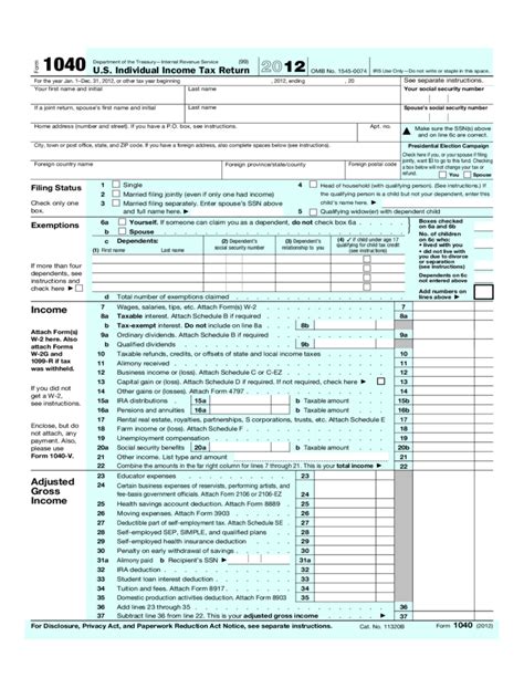 Income Tax Form - U.S. Free Download