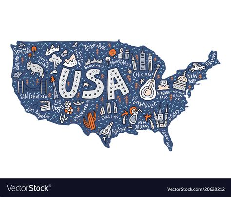 Cartoon map of usa Royalty Free Vector Image - VectorStock