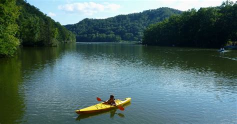 kayaking on a lake