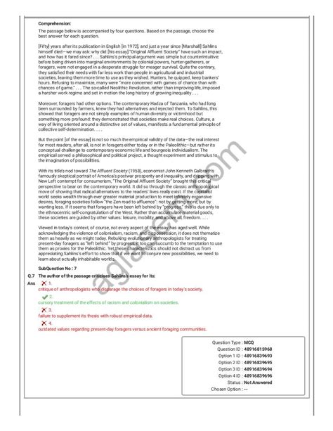 CAT 2023 Question Paper (PDF) (Available with Solution for Slot 1, 2, 3 ...